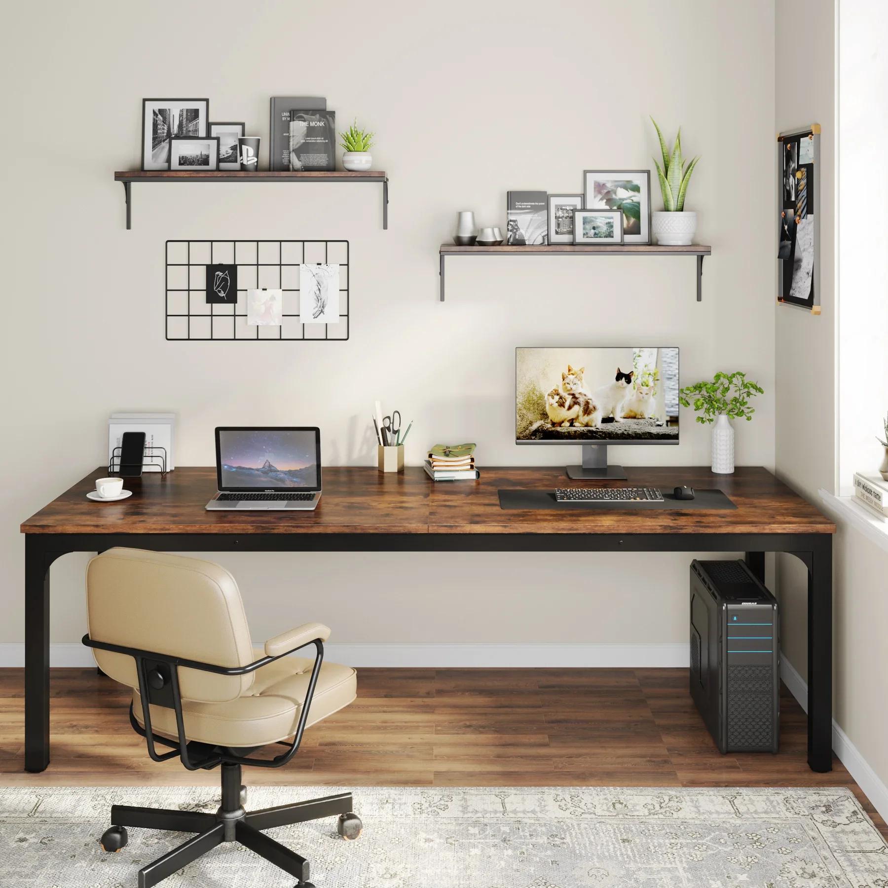 Tribesigns Bureau d'ordinateur extra long de 78,7 pouces Bureau pour 2 personnes, bureau double long