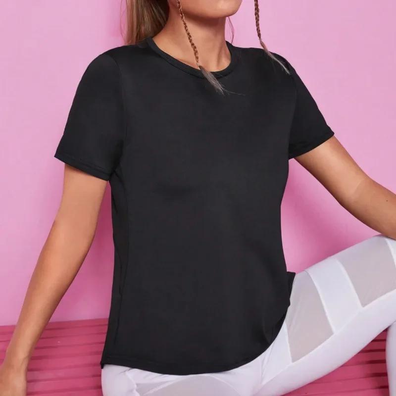 Femmes sans couture Yoga T-Shirt femme Fitness haut court entraînement gymnastique chemises d'entraî