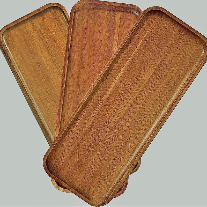 Britware-Assiette à Dessert Rectangulaire en Bois Massif, de Style Japonais, Palette de Fruits, Thé,
