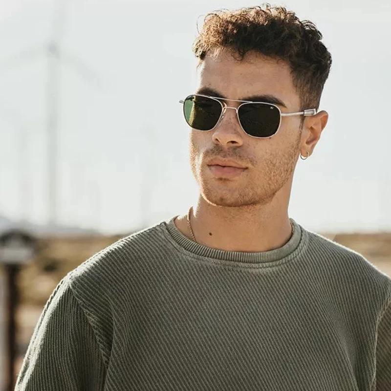 1 pièces/3 pièces pilote mode lunettes hommes Top qualité marque concepteur verre trempé lentille AO