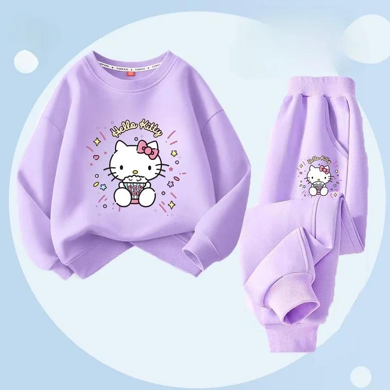 Ensemble de vêtements d'automne pour bébé fille, sweat-shirt et pantalon imprimés de dessin animé Sa