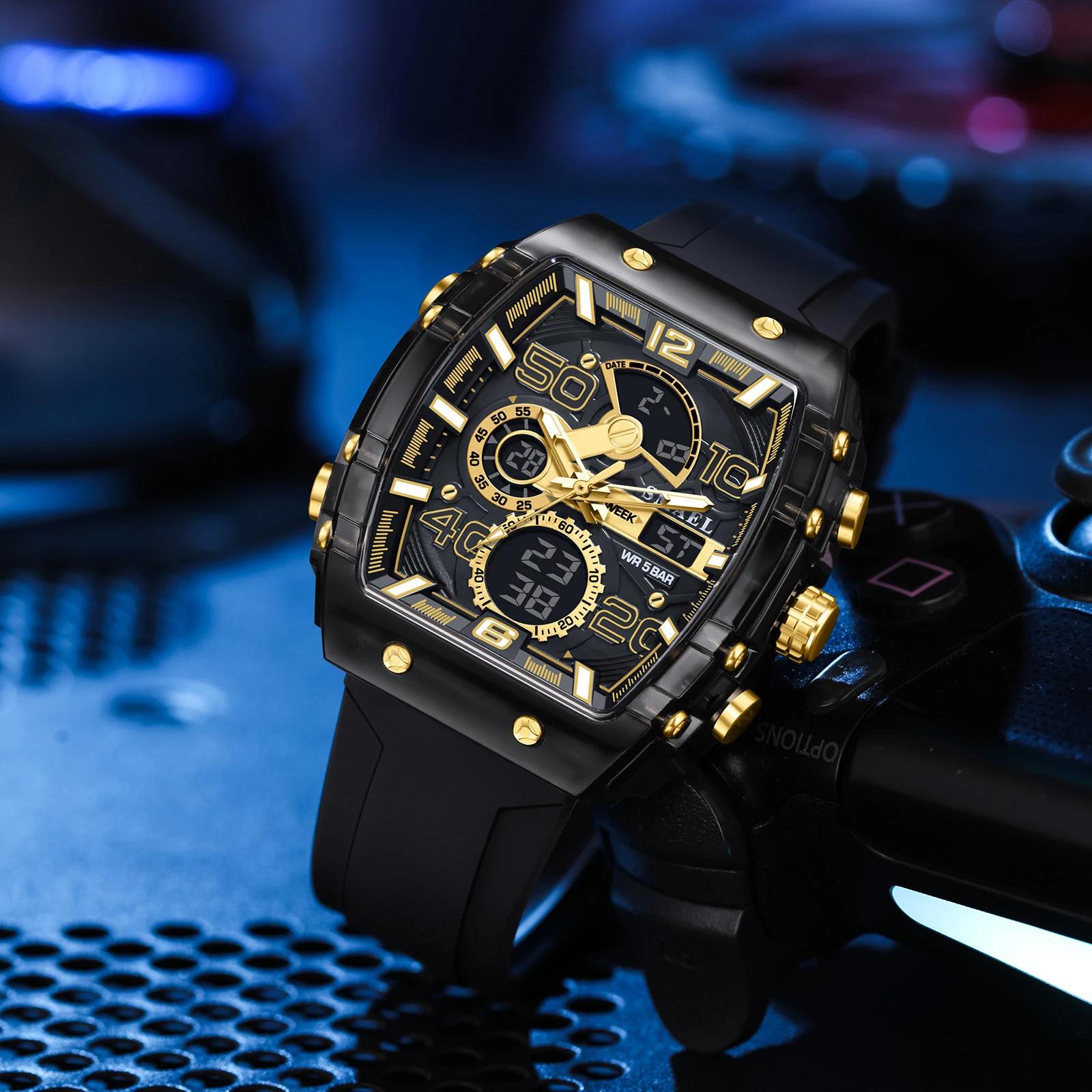 SMAEL marque 8109 nouvelle montre électronique mode carré double affichage étanche lumineux multicol