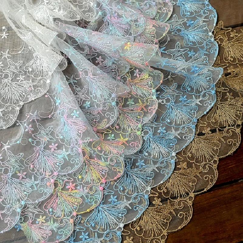 Ruban de garniture en dentelle brodée, tissu en dentelle de fleurs 3D, vêtement de mariage bricolage