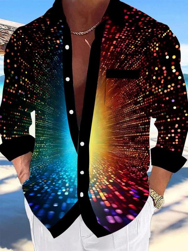 Chemise à manches longues pour hommes et femmes, couleur régulière, motif 3D, mode décontractée, rev