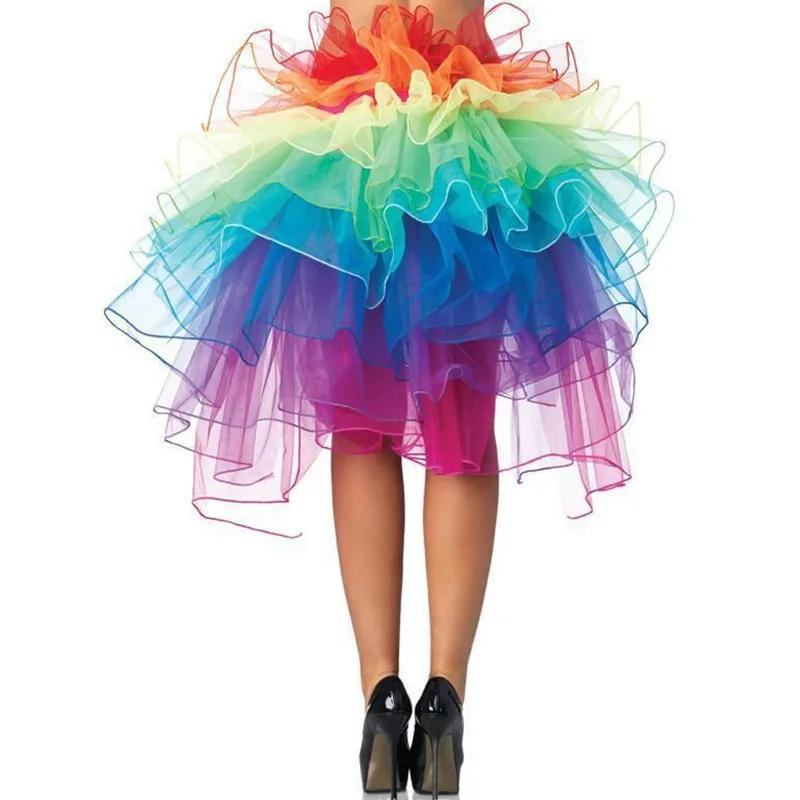 Jupe Tutu superposée arc-en-ciel pour femmes, jupe Tutu de danse en Tulle pour Clubwear, carnaval, f