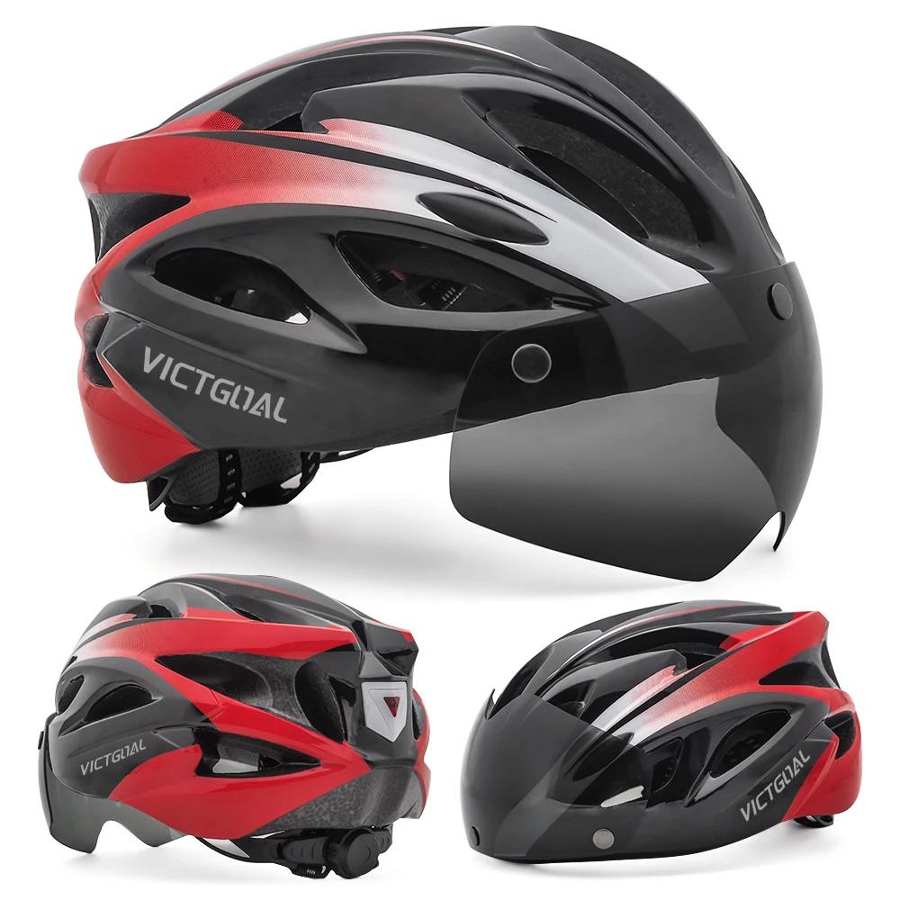 VICTGOAL Herren Fahrrad Helm Rückleuchte Magnetische Brille UV400 Linse Sonnenblende Fahrrad Helm MT