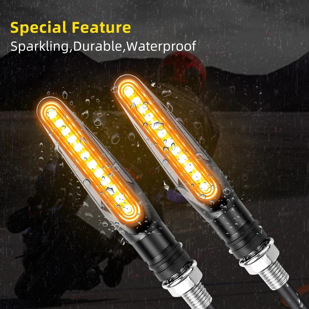 2 pièces clignotants séquentiels de moto clignotant LED lumières clignotantes d'eau qui coule indica