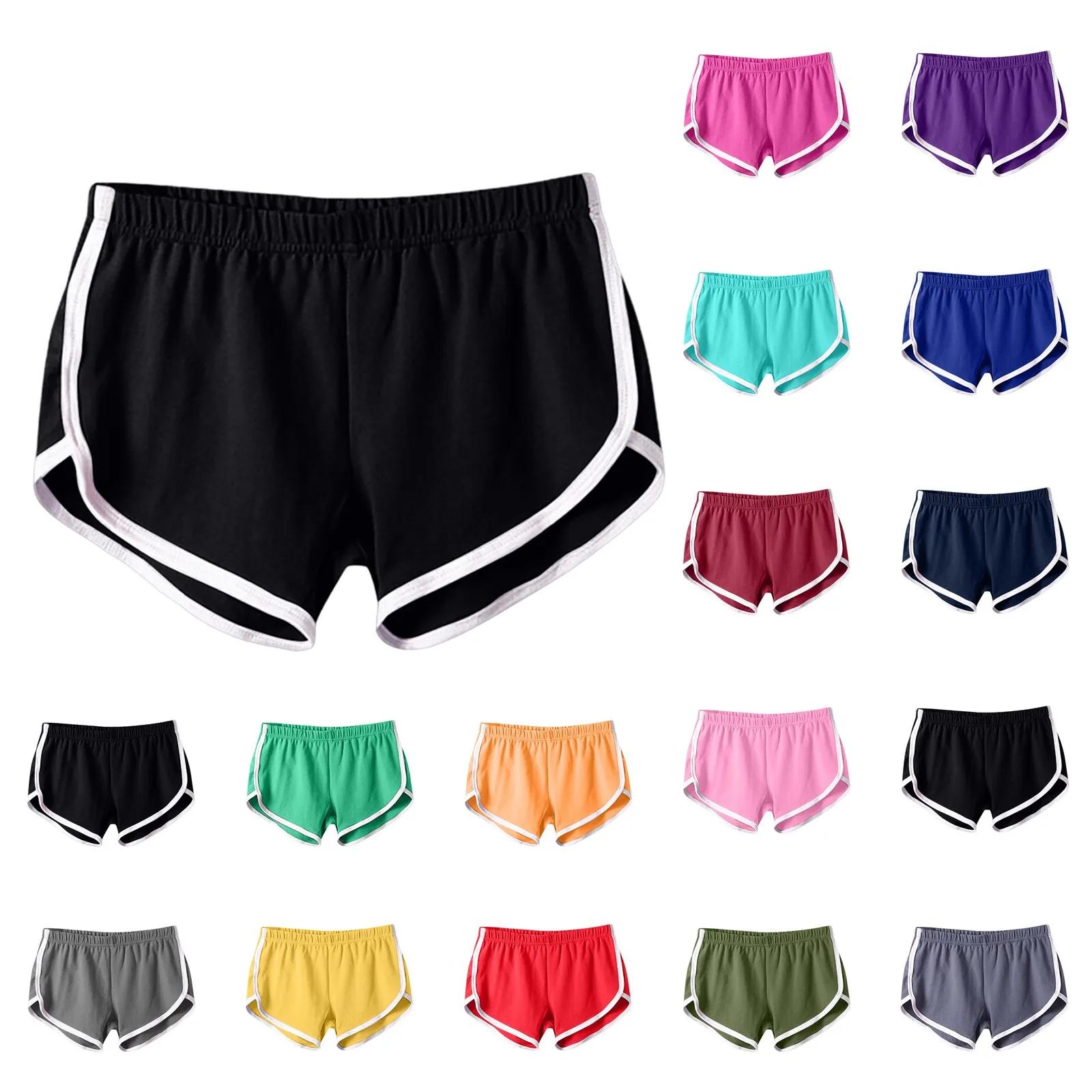 Short de sport pour femmes, couleur bonbon, Anti-vide, slim, décontracté, taille élastique, pantalon