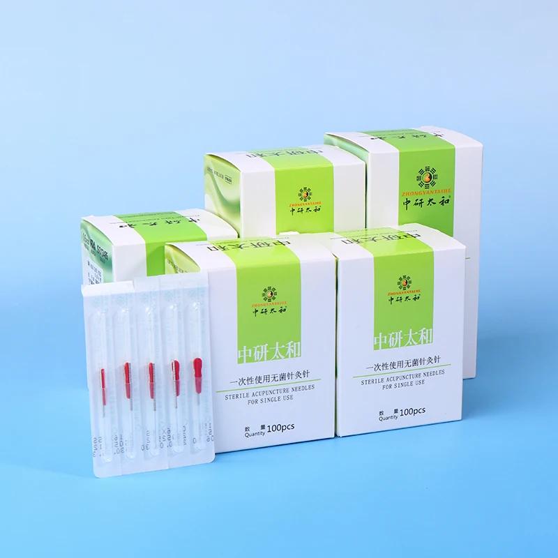 Aiguille d'acupuncture jetable, 100 pièces, 1 aiguille avec 1 Tube de guidage en acier inoxydable av