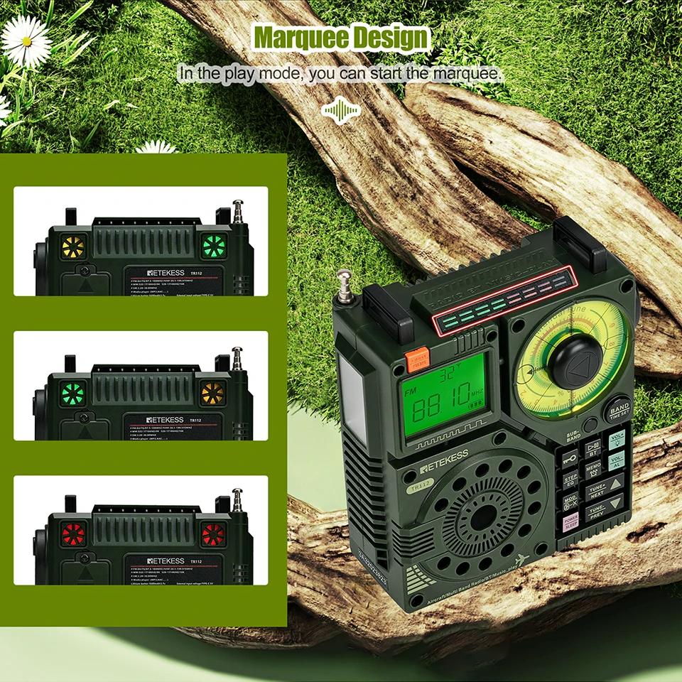 Retekess TR112 Radio FM AM Portable Radio, Amateur Récepteur Radio d'urgence, VHF MW SW WB AIR Band 