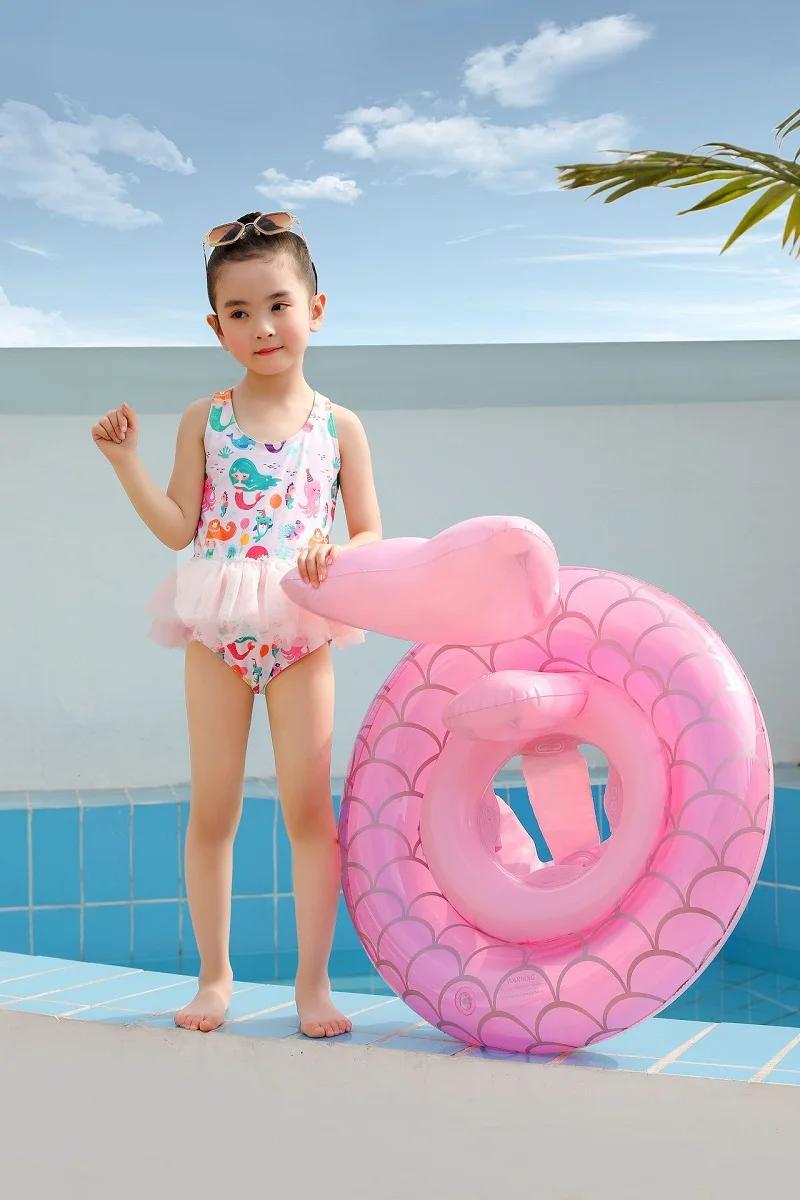 Rooxin flamant cercle de natation bébé infantile flotteur piscine anneau de natation avec parasol si