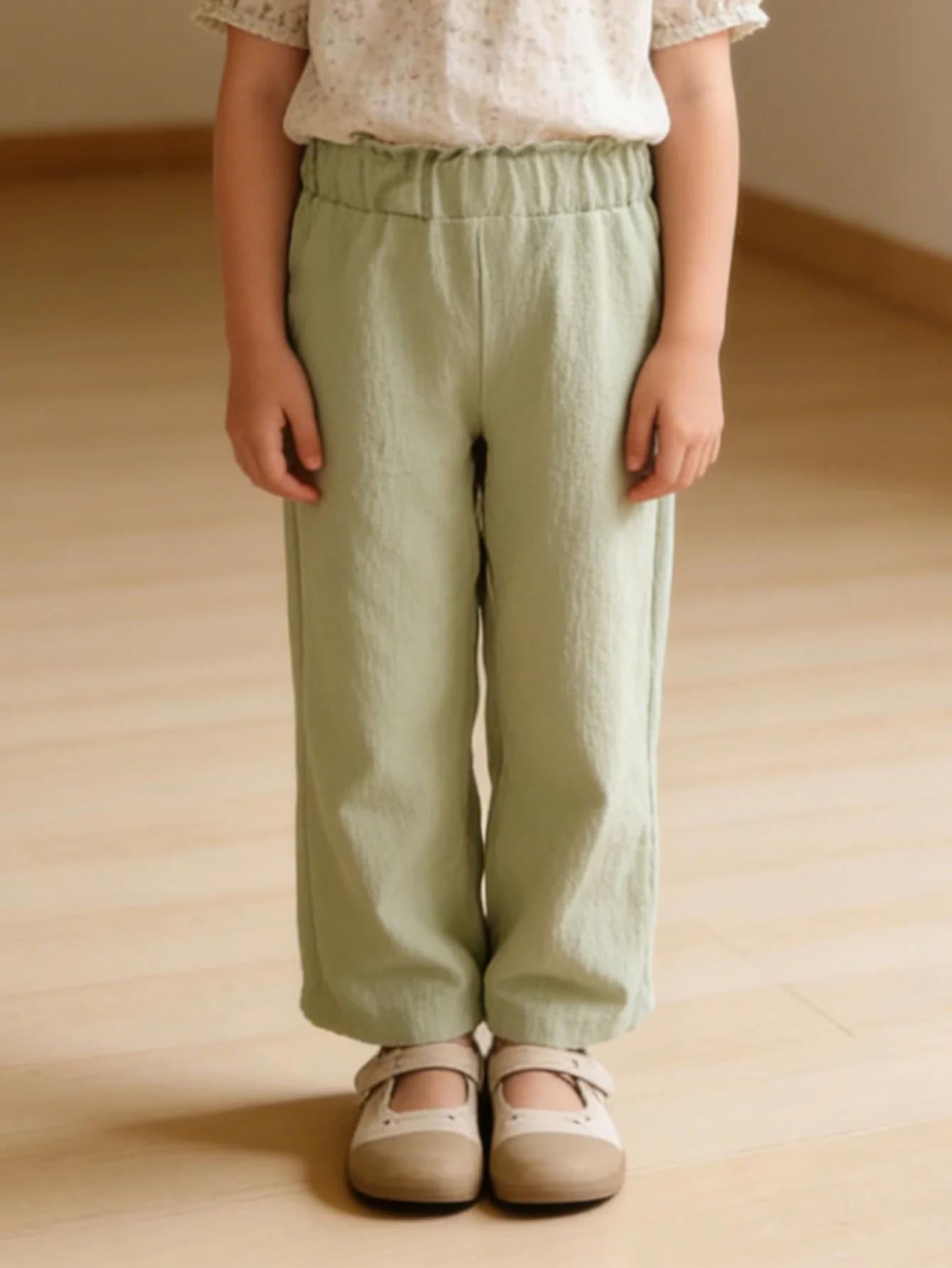 Pantalons à jambes larges de couleur unie pour filles, 3 pièces, pantalons doux et confortables pour