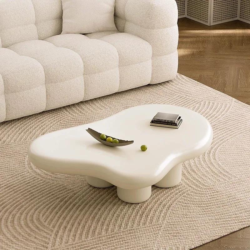 Table à thé nordique nuage 100/120cm, Simple, moderne, petite Table en forme de salon, crème, Table 