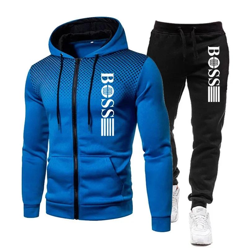 2025 nouveau sweat à capuche zippé pour hommes + ensemble pantalon décontracté pour l'automne et l'h