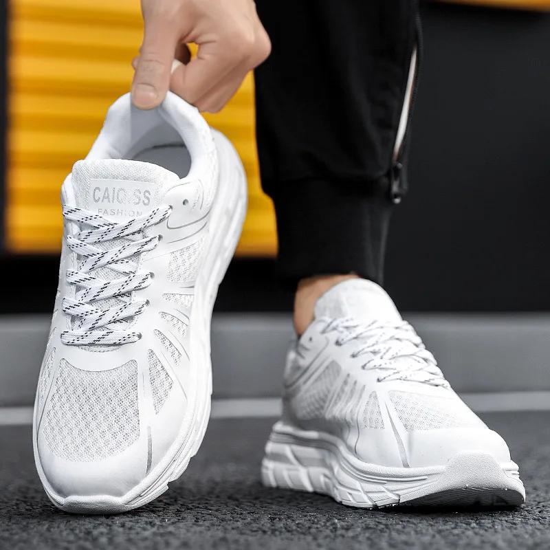 Chaussures de course respirantes en maille pour couple, baskets athlétiques jaunes à la mode pour ho