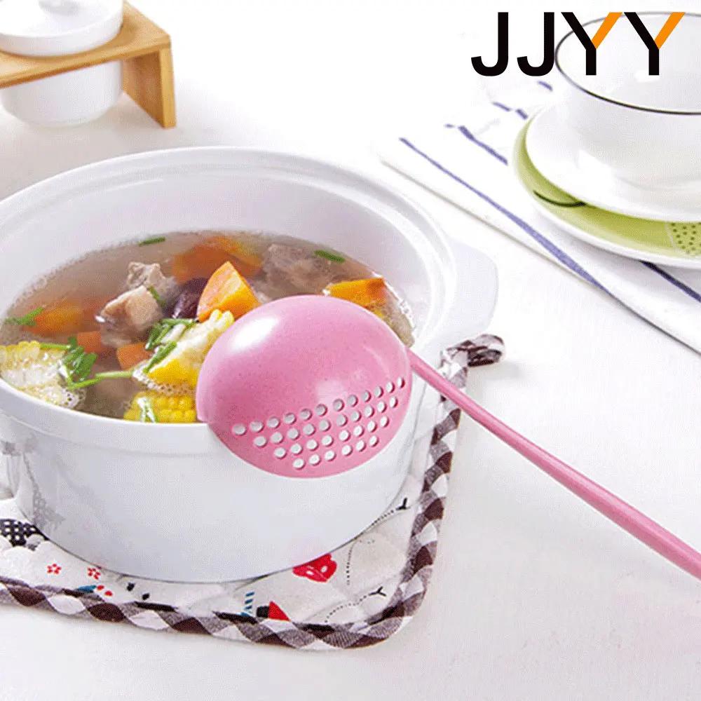 JJYY-Cuillère de cuisine 2 en 1 à long manche, passoire en plastique, filtre, ustensiles de cuisine