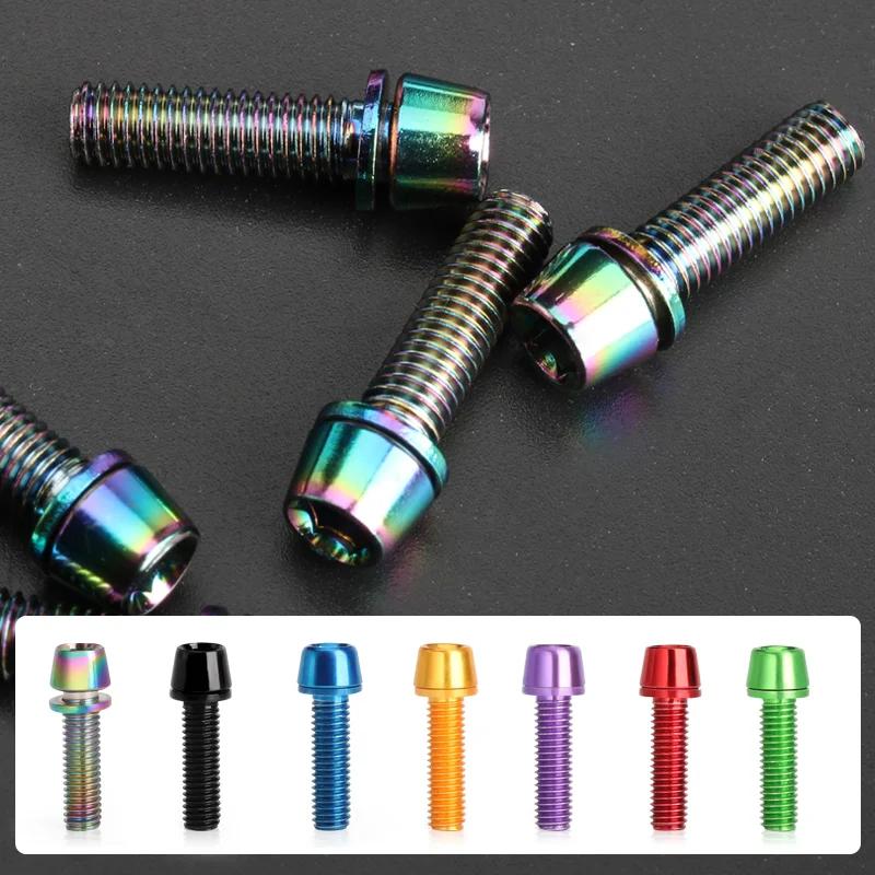 6 pièces/ensemble vis de guidon de vélo en acier allié coloré plaqué titane M5 * 18MM vtt vélo poign