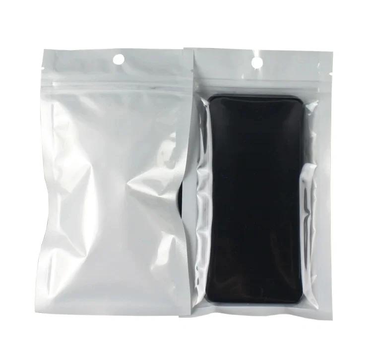 100 sacs d'emballage transparents blancs à fermeture éclair pour DIY, logo, snacks, bonbons, coques 