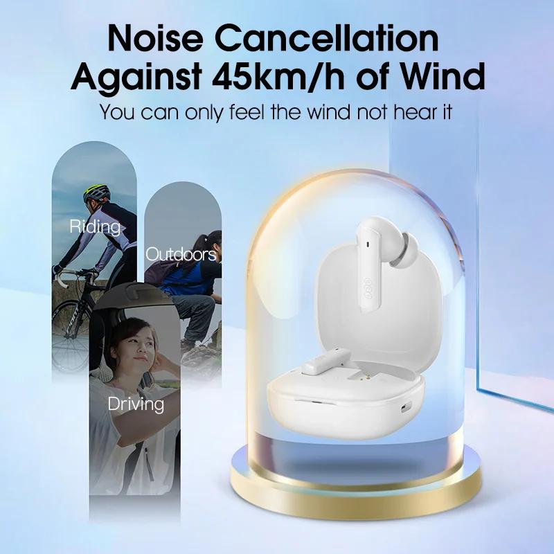 QCY – écouteurs sans fil Bluetooth 5.2, casque d'écoute 40db, avec suppression du bruit actif, 6 mic