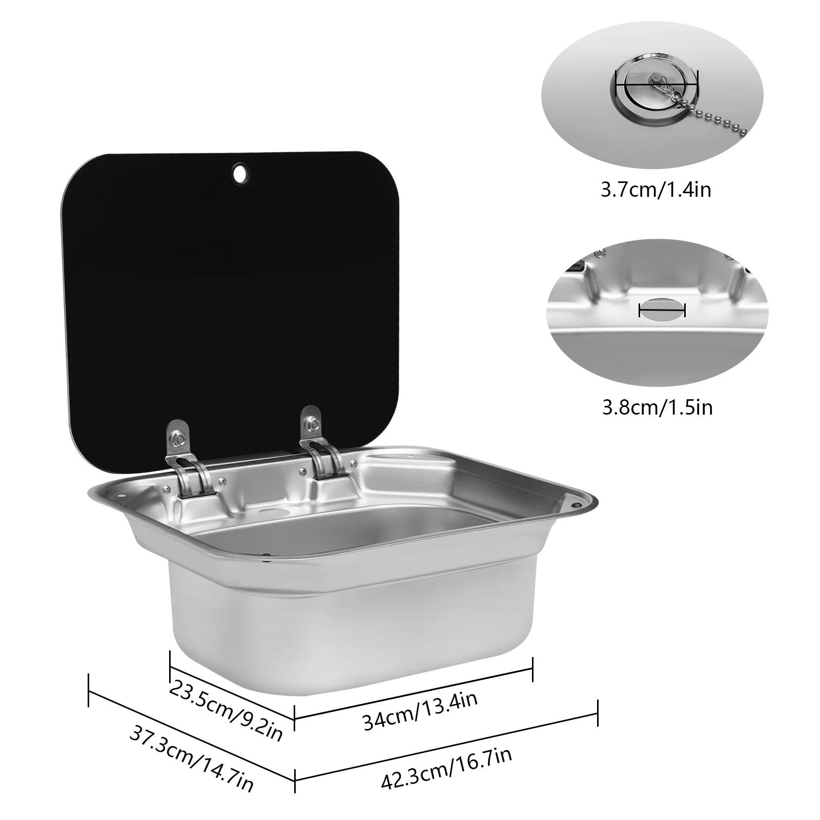 Lavabo en acier inoxydable avec couvercle, lave-mains, évier de cuisine, camping-car, bateau, carava