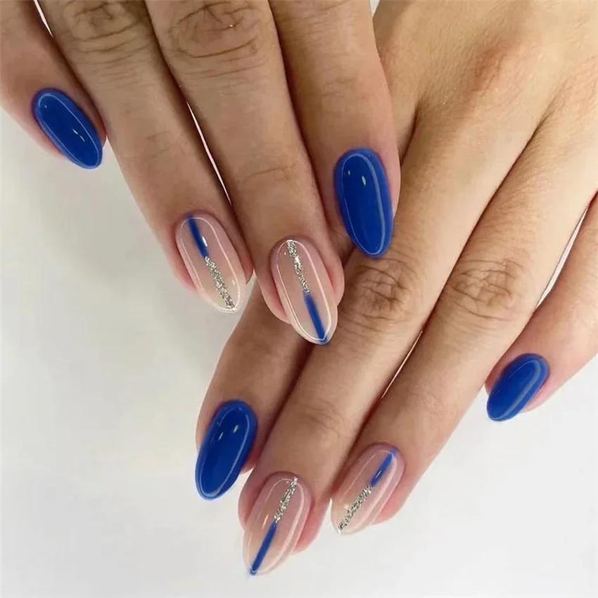 24 pièces/ensemble Faux ongles en acrylique longs forme ballerine à presser, réutilisables, colorés 