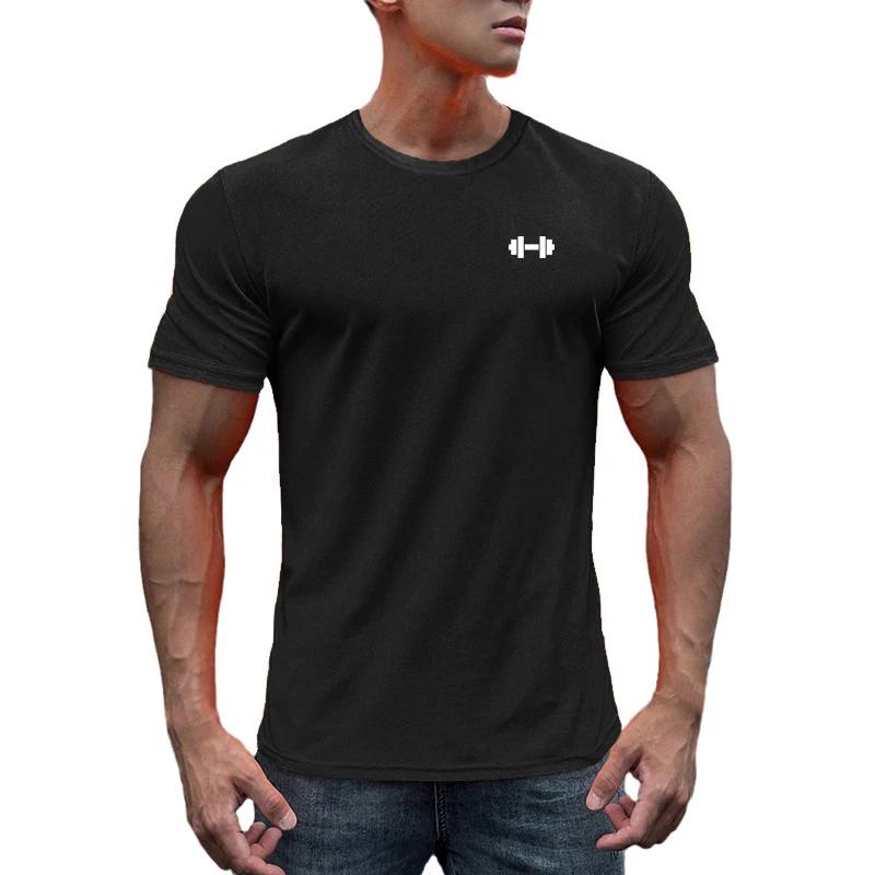 T-shirt à manches courtes et col rond pour homme, vêtement en maille, respirant, séchage rapide, coo
