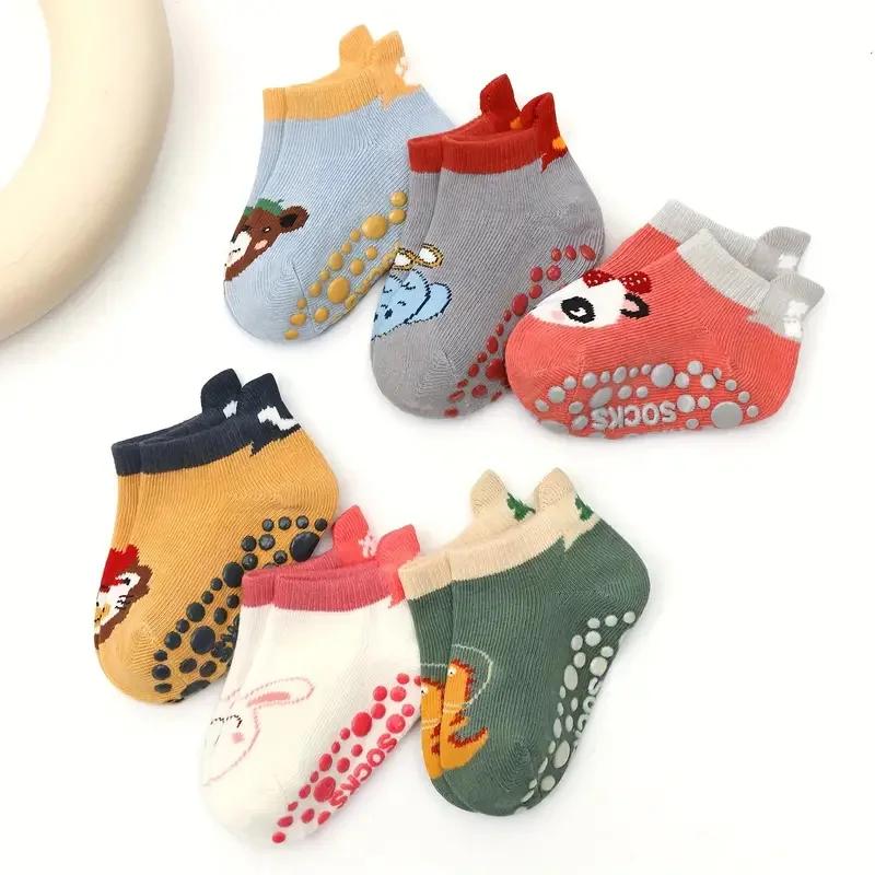 6 paires de chaussettes en coton pour enfants, motif Animal de dessin animé mignon, confortables, re