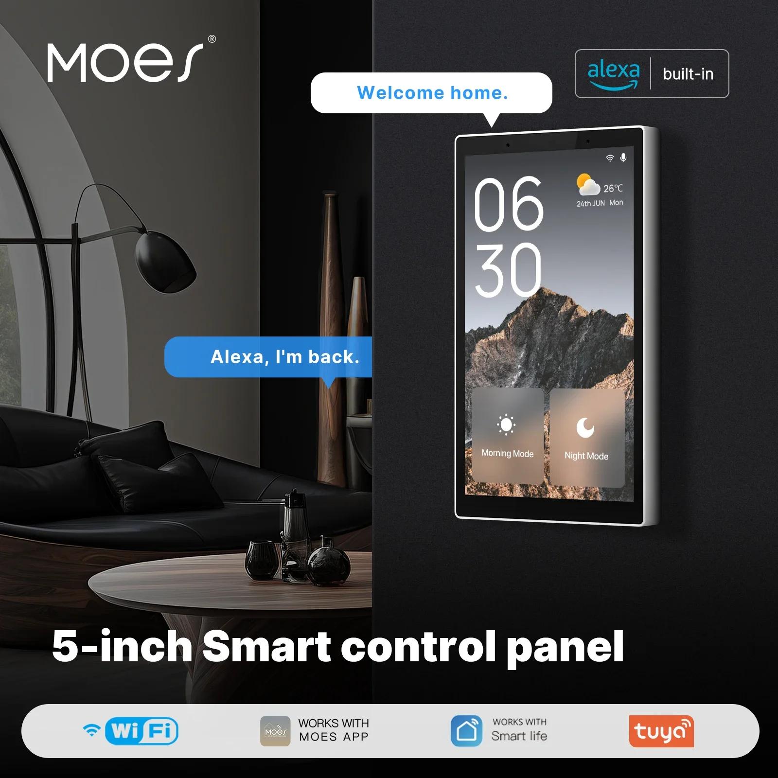 MOES Tuya Wifi Smart écran tactile de 5 pouces panneau de commande central américain commande vocale