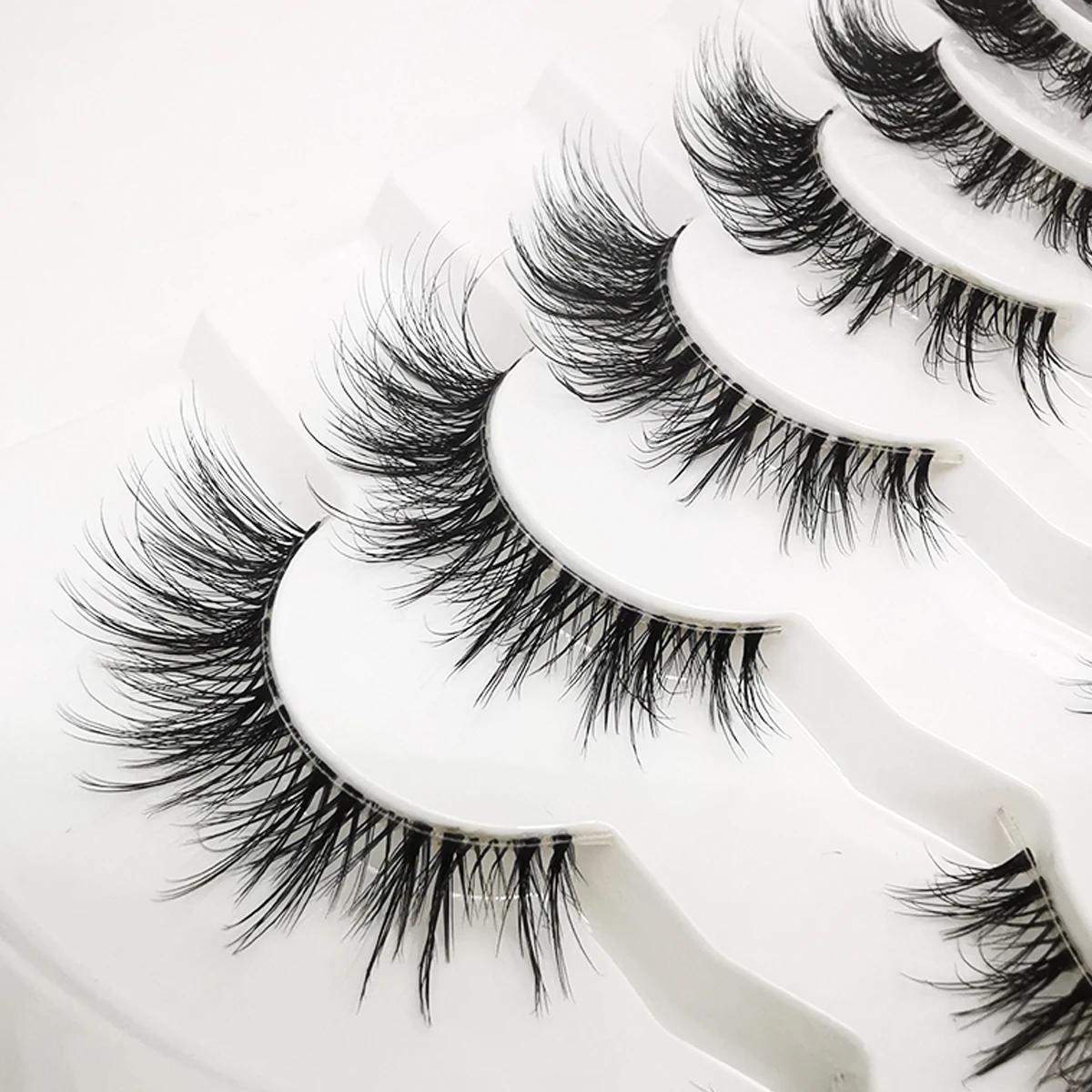 7 paires de cils oeil de chat, cils de vison artificiels aspect naturel cils de vison intelligents c