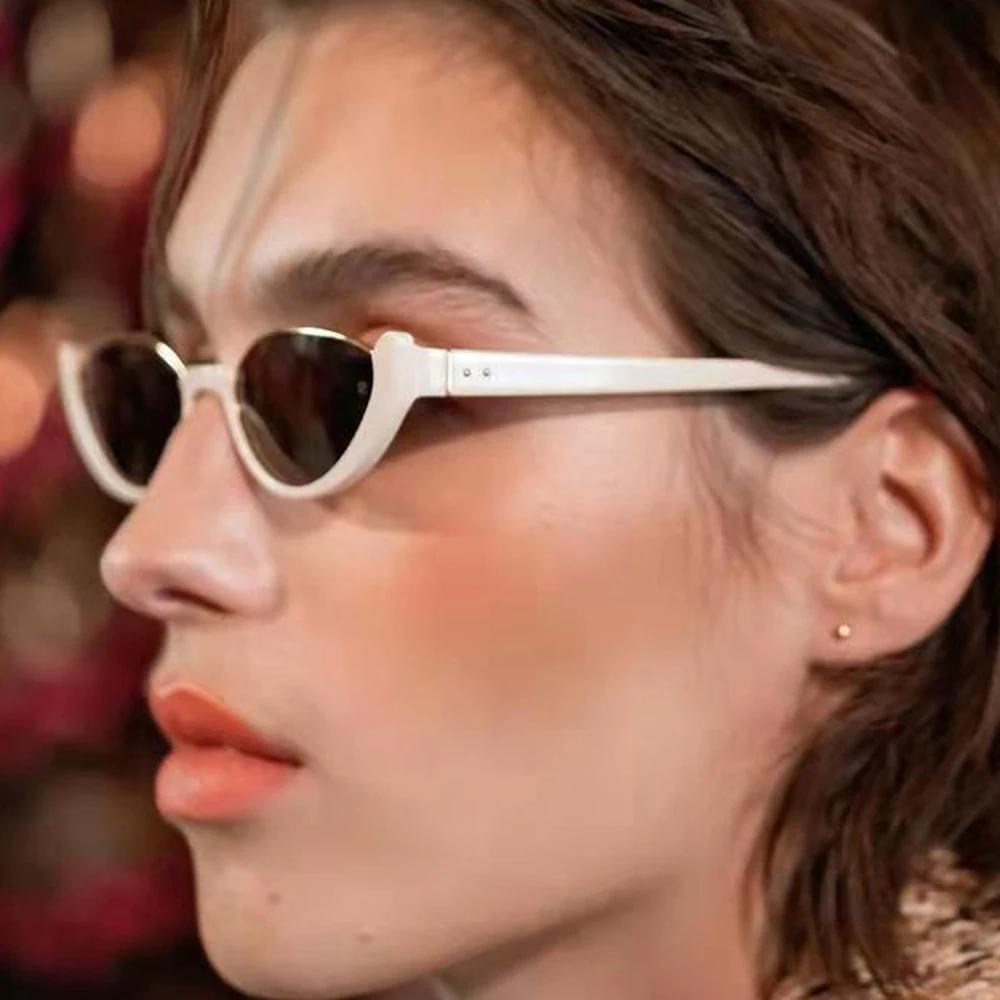 Petites lunettes de soleil yeux de chat pour hommes et femmes, Vintage, à la mode, cyclisme, demi-mo
