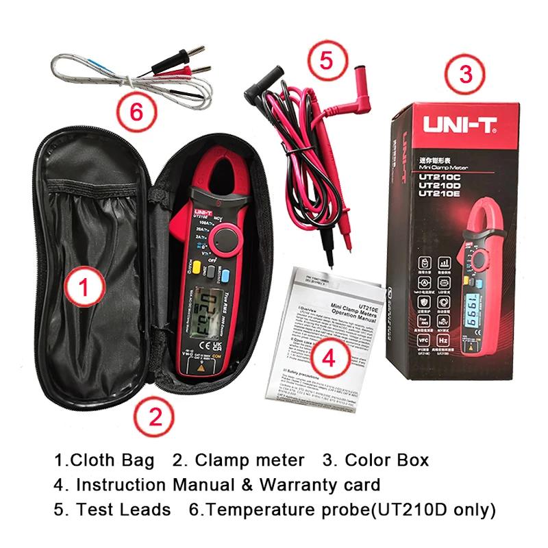 Uni-t-Pince numérique True RMS, UT210E, UT210A, B, C, D, E, AC, DC, Courant, Tension, Plage automati