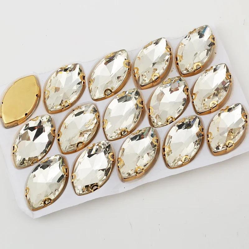 RESEN-Strass en Verre Argenté pour Accessoires de Vêtement, 4x8/6x12/7x15mm