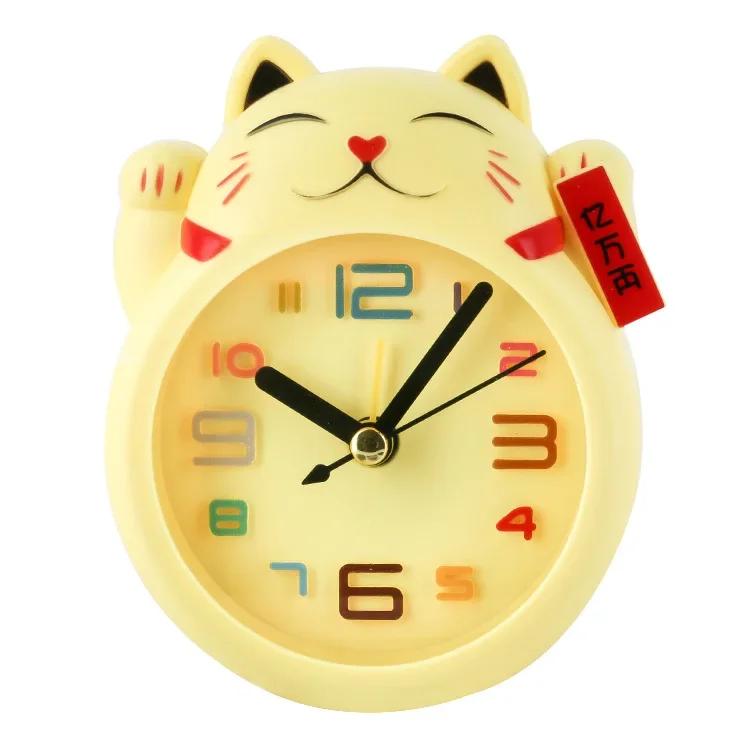 Réveil chat porte-bonheur de dessin animé créatif, Mini décoration de Table pour étudiant, mignon en
