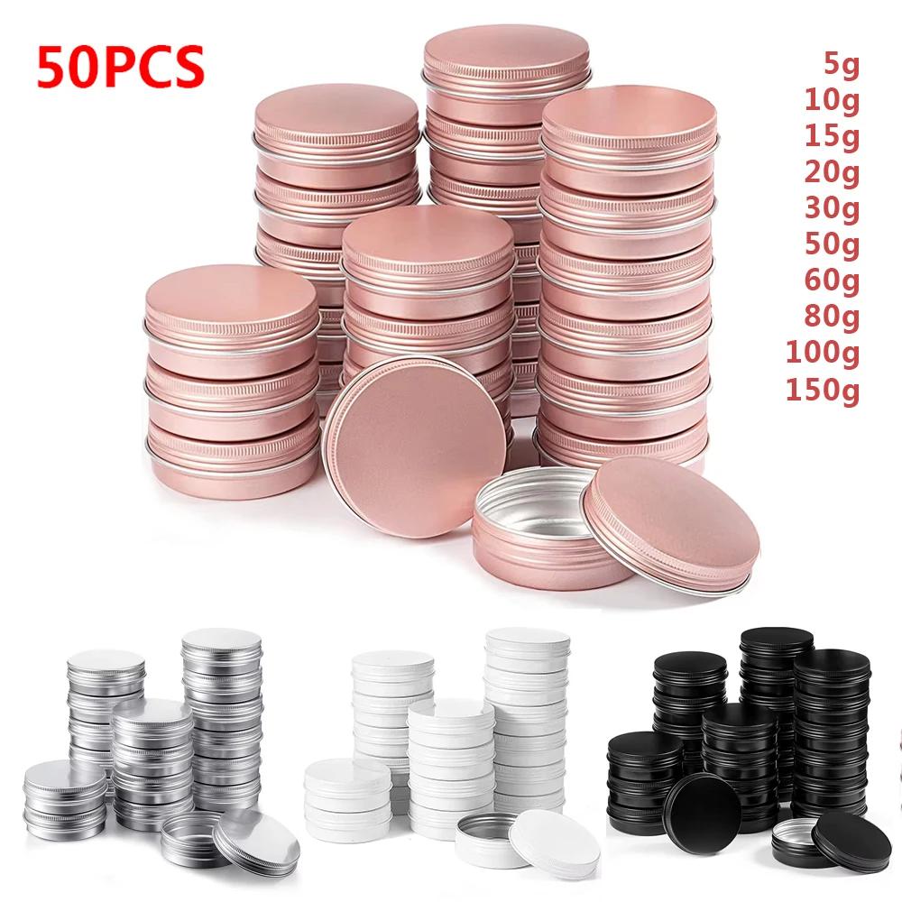 50 pièces 5g 10g 15g 20g 30g 50g 60g 80g 100g pots en aluminium étain métal vide cosmétique soins du