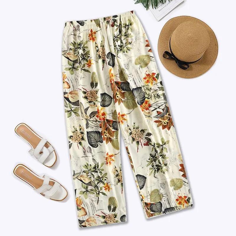 Femmes décontracté ample jambe large confortable pantalon de survêtement pantalon été plage pantalon