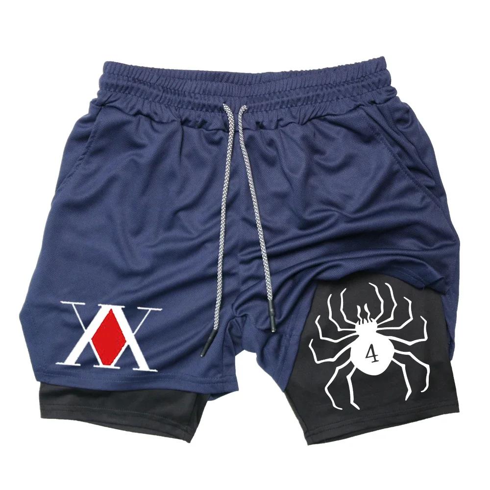 Short de sport Hunter x Hunter pour homme, pantalon de jogging bicouche, respirant, à séchage rapide
