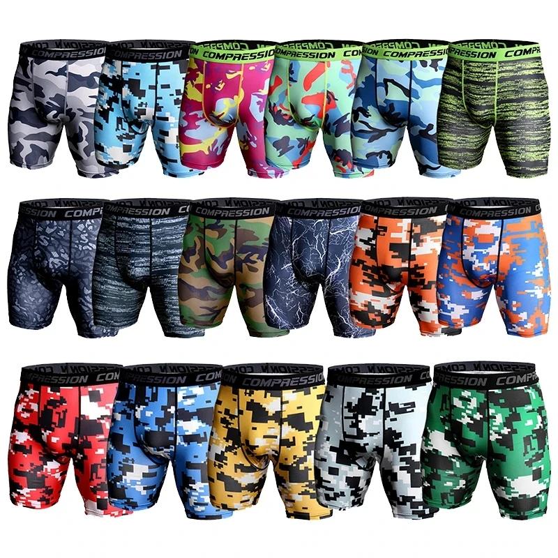 Shorts de compression hommes camouflage 3D pour musculation, course et gymnastique - Élastique et respirant