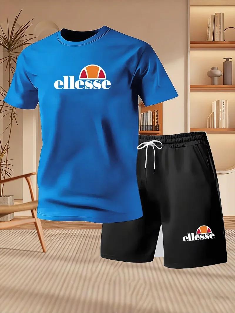 Nouveautés d'été pour hommes, vêtements de sport décontractés pour l'extérieur, t-shirt imprimé, ens