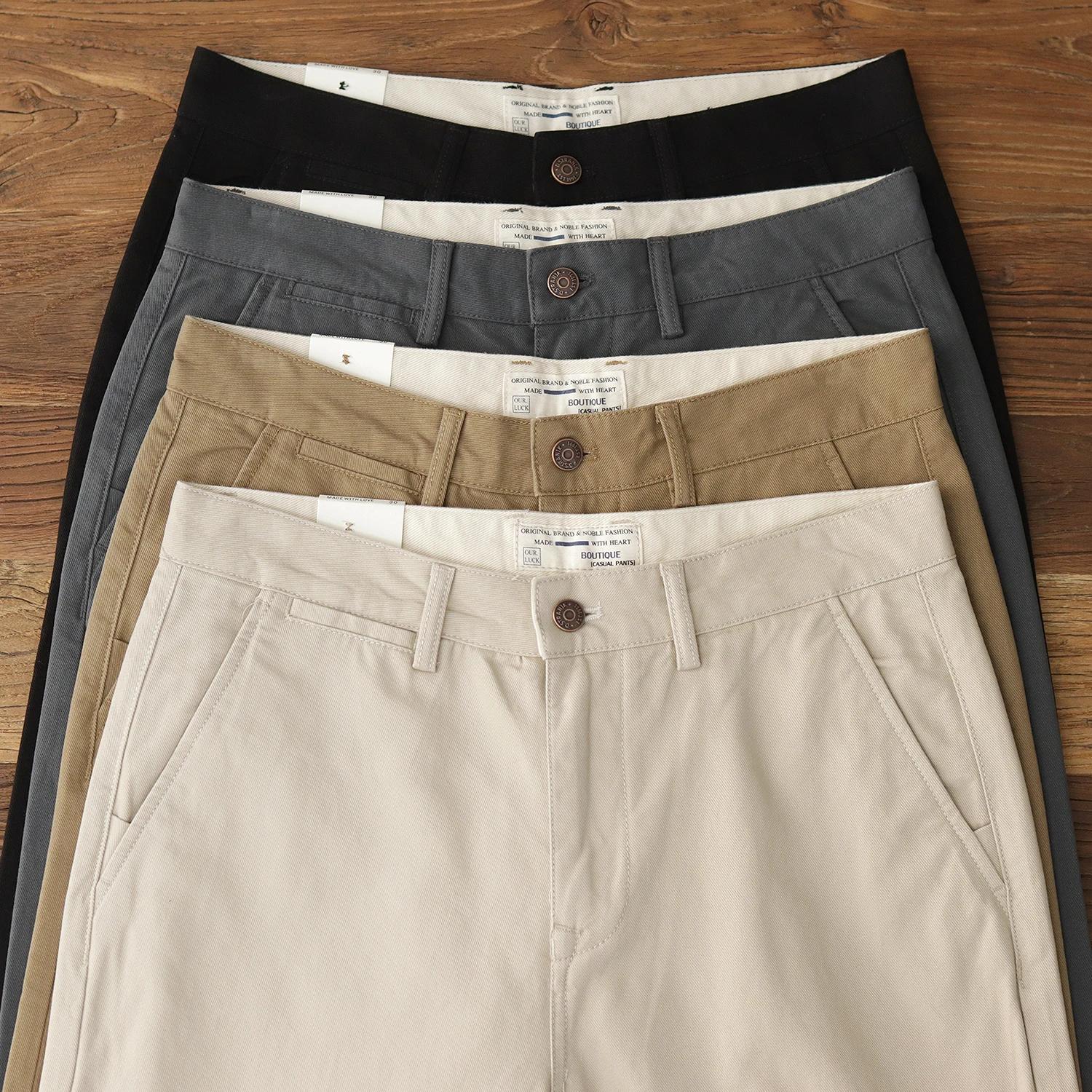 Pantalon Droit Décontracté en Coton pour Homme, Style Ch37Cargo, Rétro, Simple, Beige, Blanc, Kaki