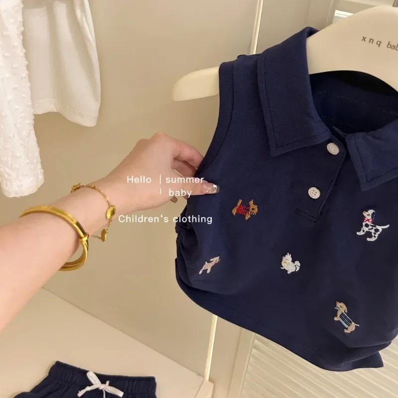 Vêtements d'été pour bébés filles, Polo + jupe pour chien de dessin animé mignon, 2 costumes pour to