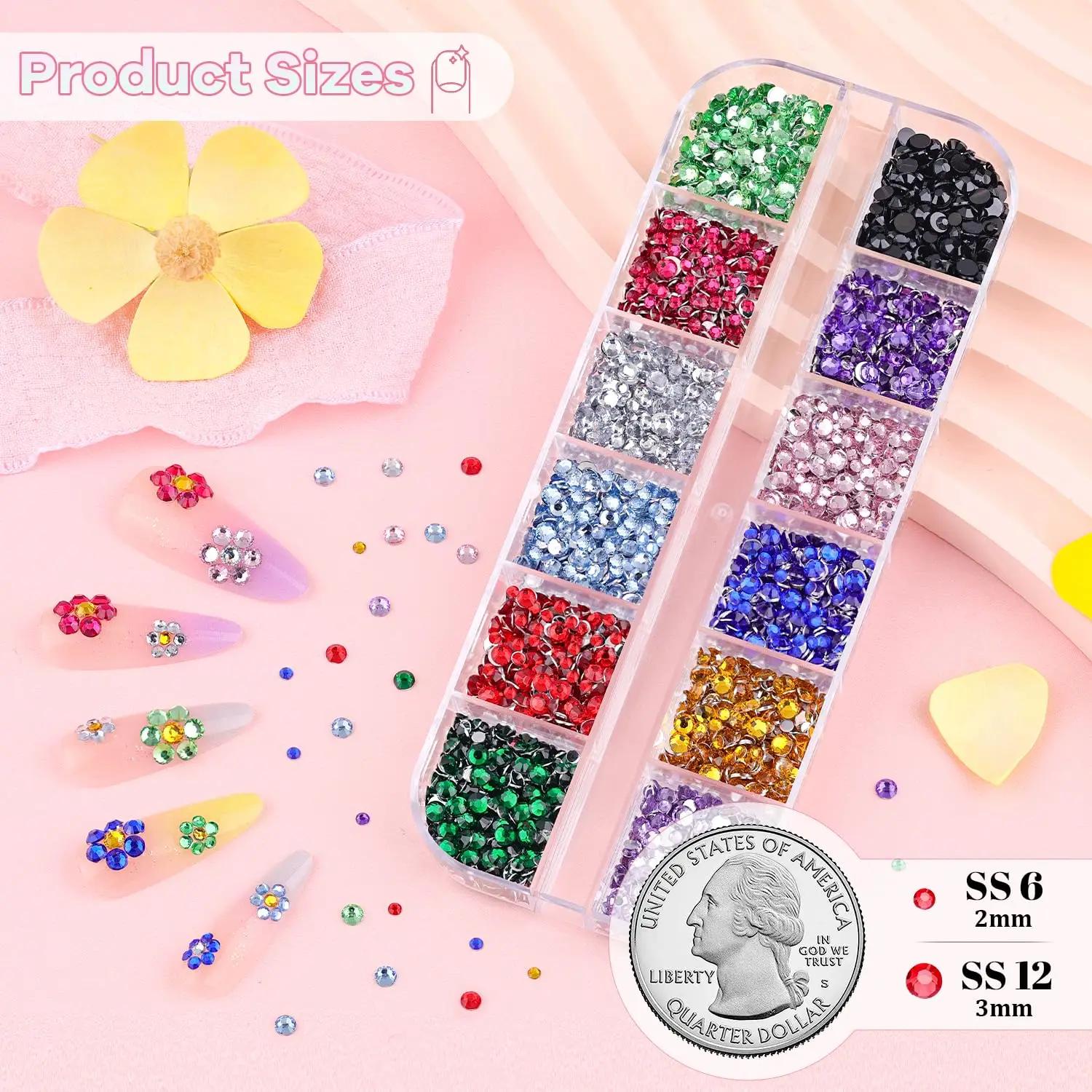 5000 pièces petits strass en résine pour Nail Art, strass colorés 2/3MM pierres précieuses pour ongl