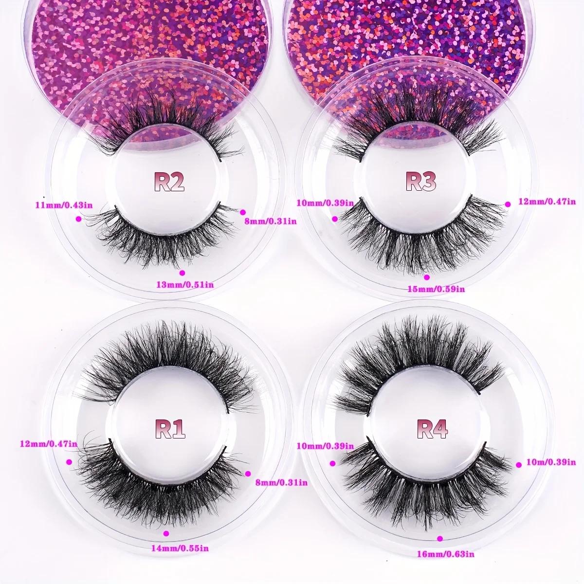 20 paires 4 Styles vaporeux Faux vison Faux cils mélangés dramatiques épais bouclés moelleux bande c