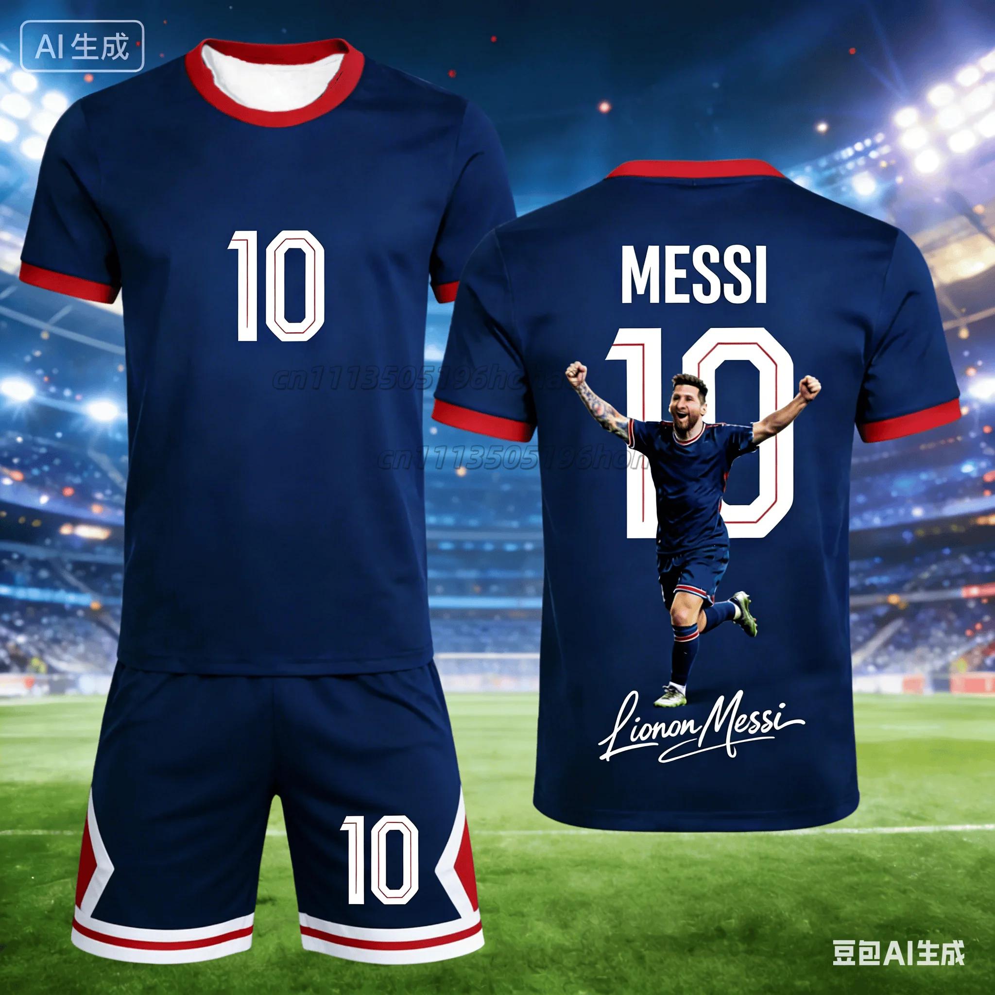 Été #   Messi N°10 #   Ensemble T-shirt et short commémoratifs pour hommes et femmes, ensemble ample