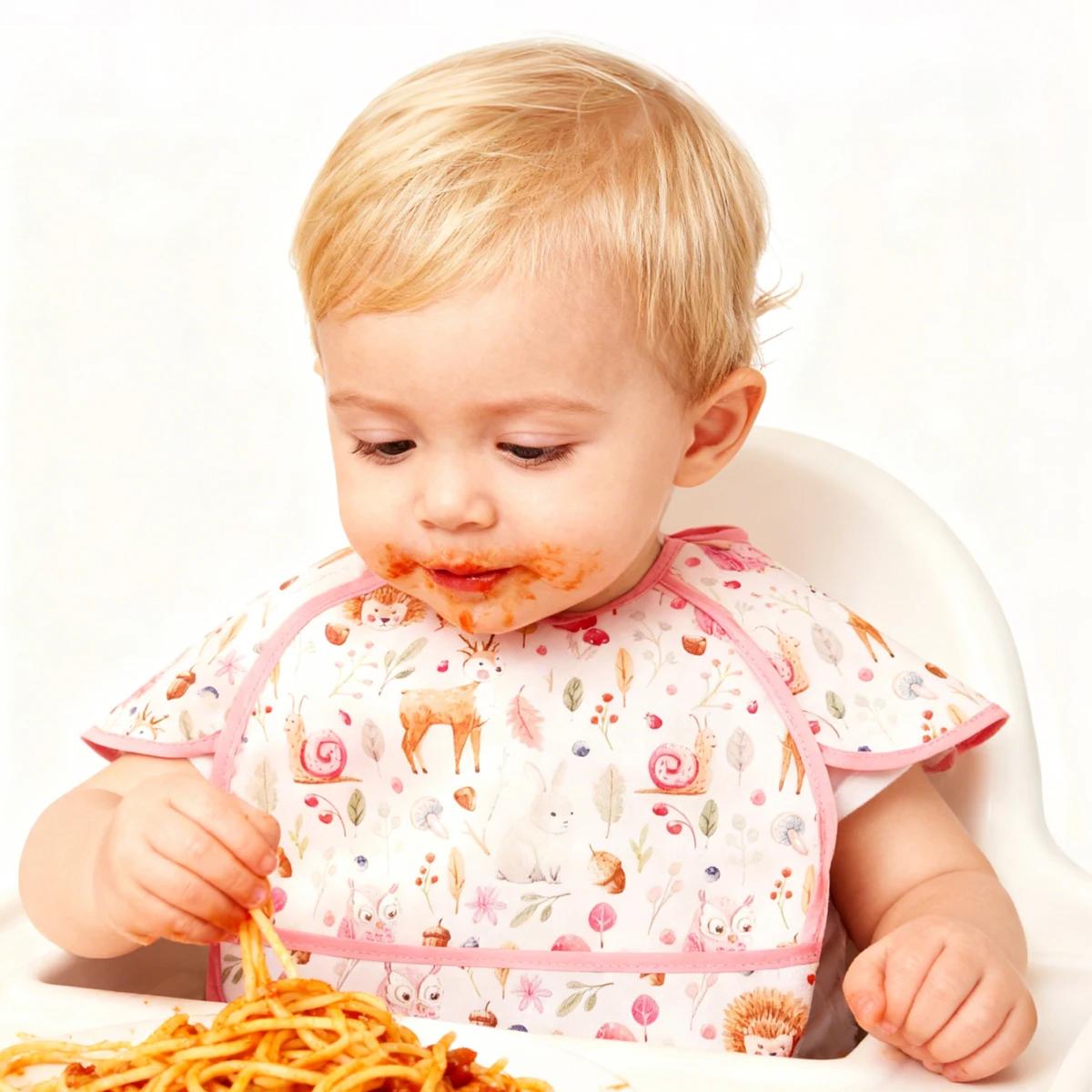 Elinfant nouveau modèle de mode imperméable poche déjeuner bavoirs d'alimentation réutilisable bébé 