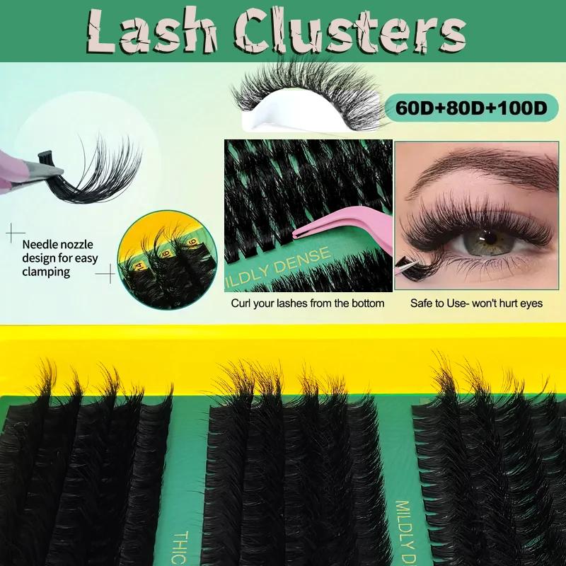 60D80D100D Faux cils épais de longueur mixte, style œil de chat bouclé en D pour un look moelleux et