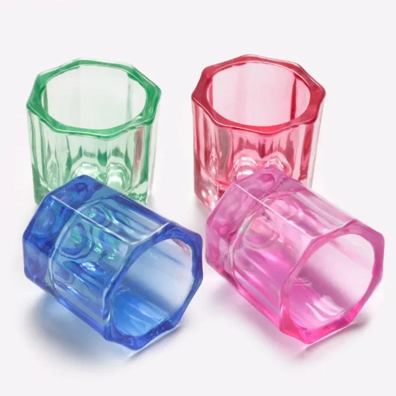Plat Dappen en poudre acrylique en verre de cristal, tasse à ongles, bol de brosse de lavage, outils