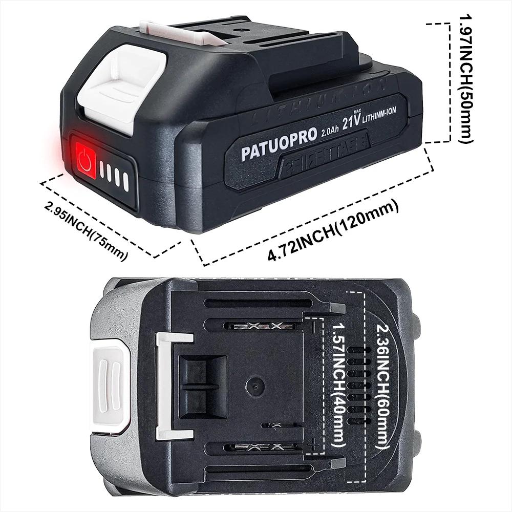 PATUOPRO 18-21V 2.0 4.0 6.0 8.0Ah batterie au Lithium Rechargeable pour Makita 18V clé de forage éle