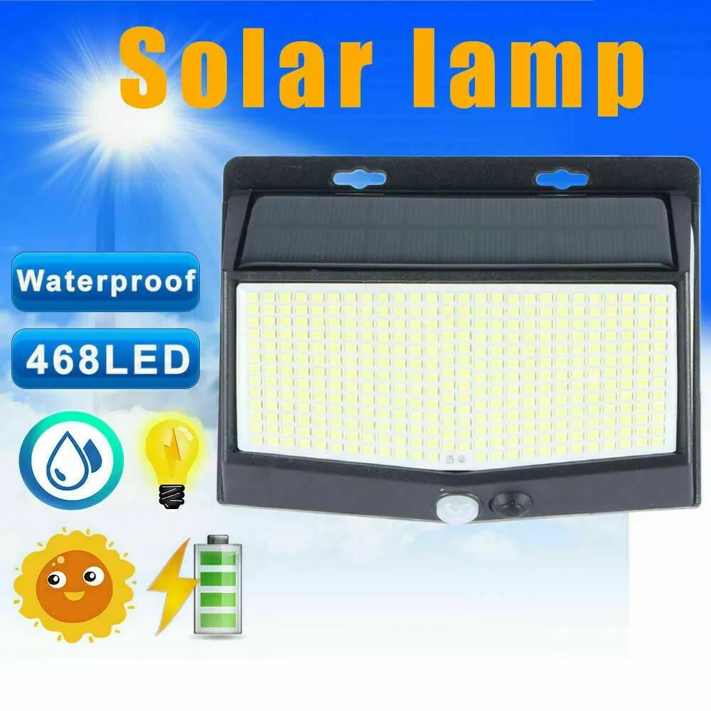 Lampe solaire d'extérieur à 468 LED avec détecteur de mouvement PIR, étanche, 62 Sunlight, lampadair