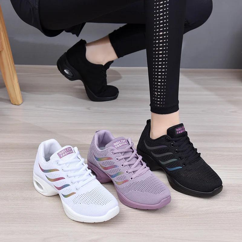 Chaussures de danse femme dames moderne semelle souple Jazz baskets maille respirant léger femme dan