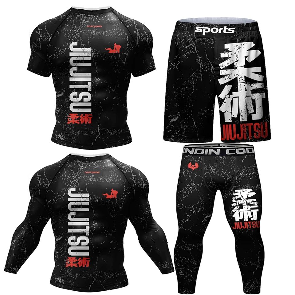 Nouveau Kimono Jiu Jitsu Rashguard pour hommes Mma T-shirt + pantalon 4 pièces/ensemble Muay thai Sh